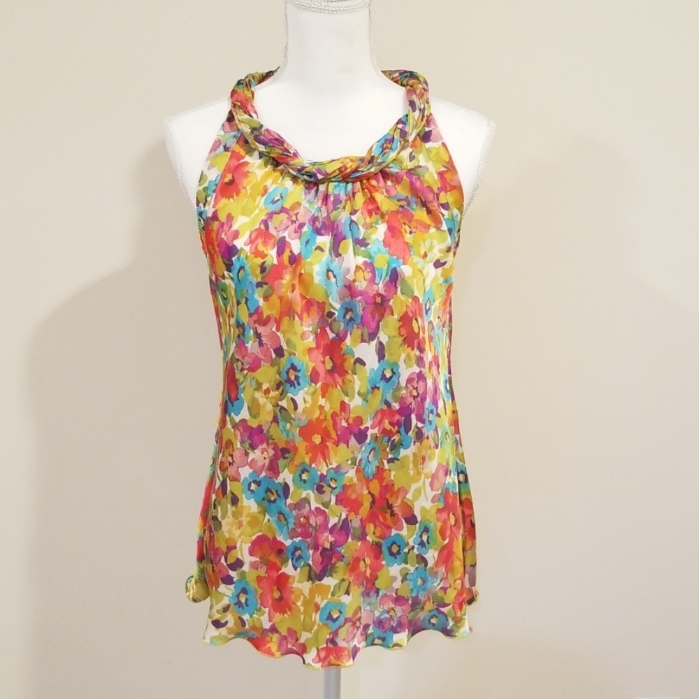 Spense Multicolor Floral Halter Top in Bright Mix